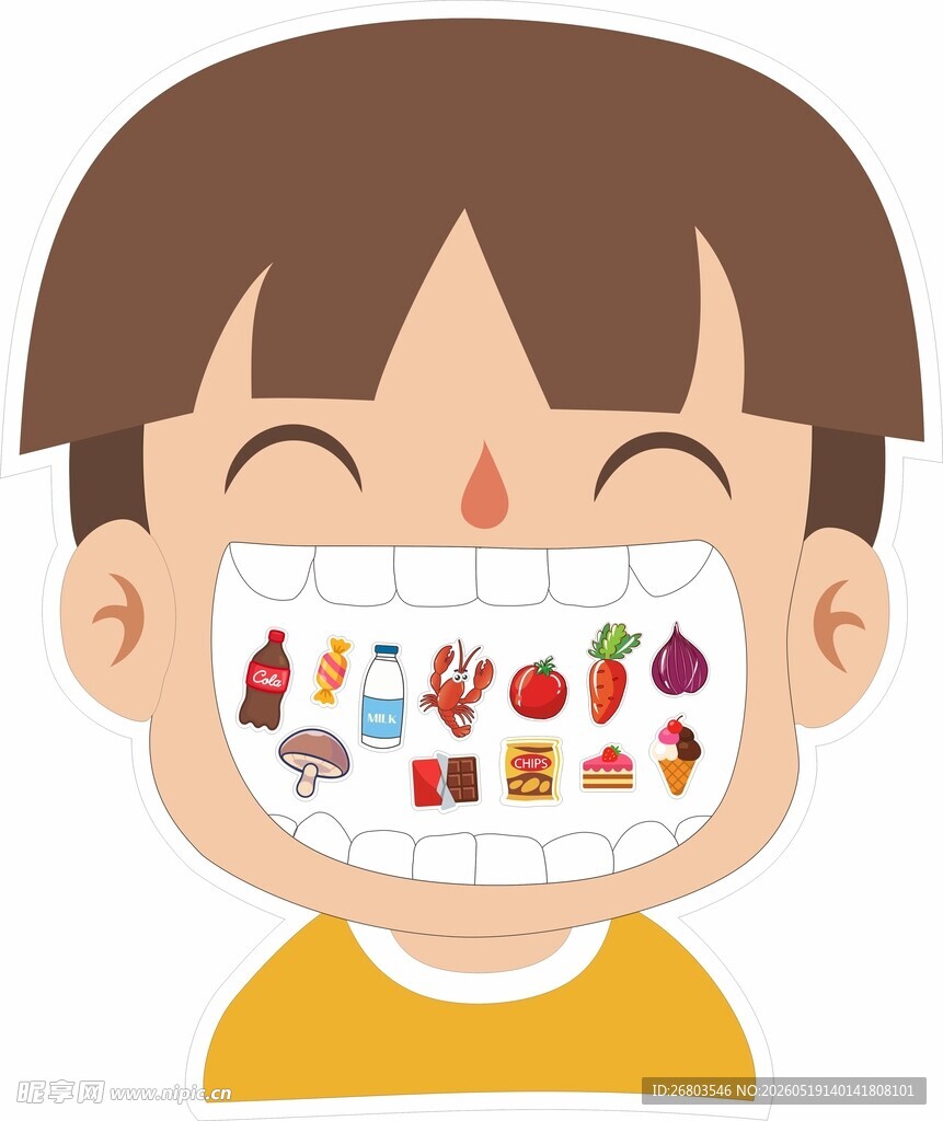 儿童趣味水果牙齿贴纸