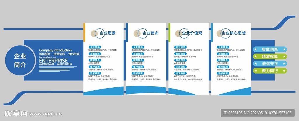 蓝色科技企业文化墙