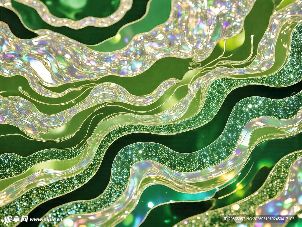 绿色梦幻波纹纹理图案