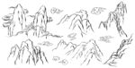 手绘山水风景图