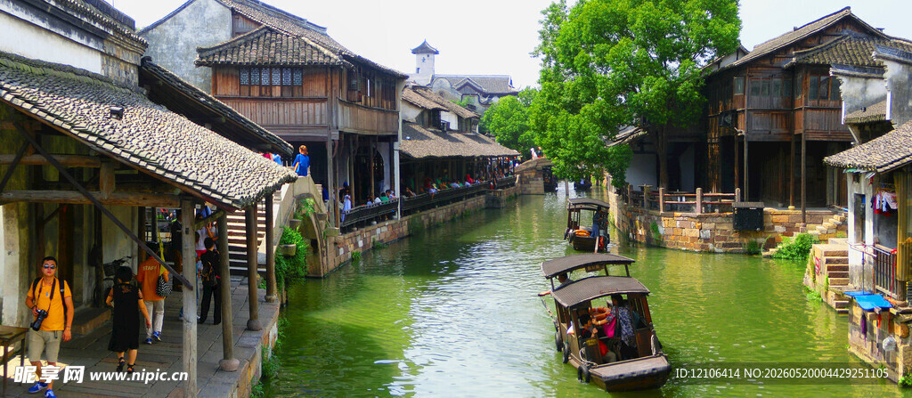 江南水乡古村河道美景