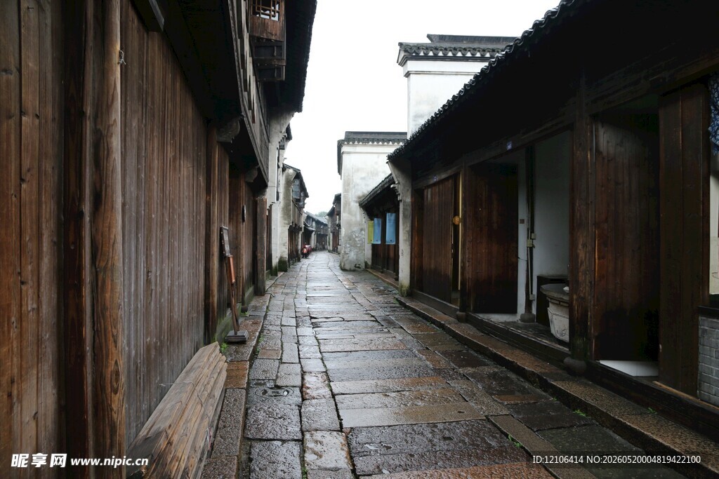 古巷石板路静谧老街景