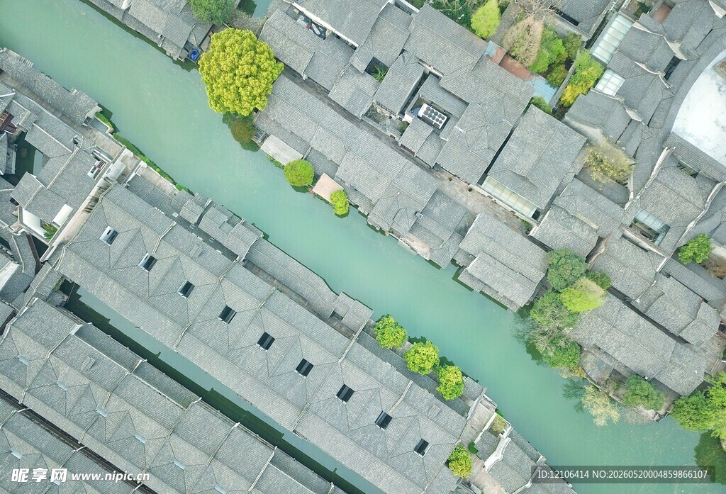 江南水乡古建筑俯瞰图