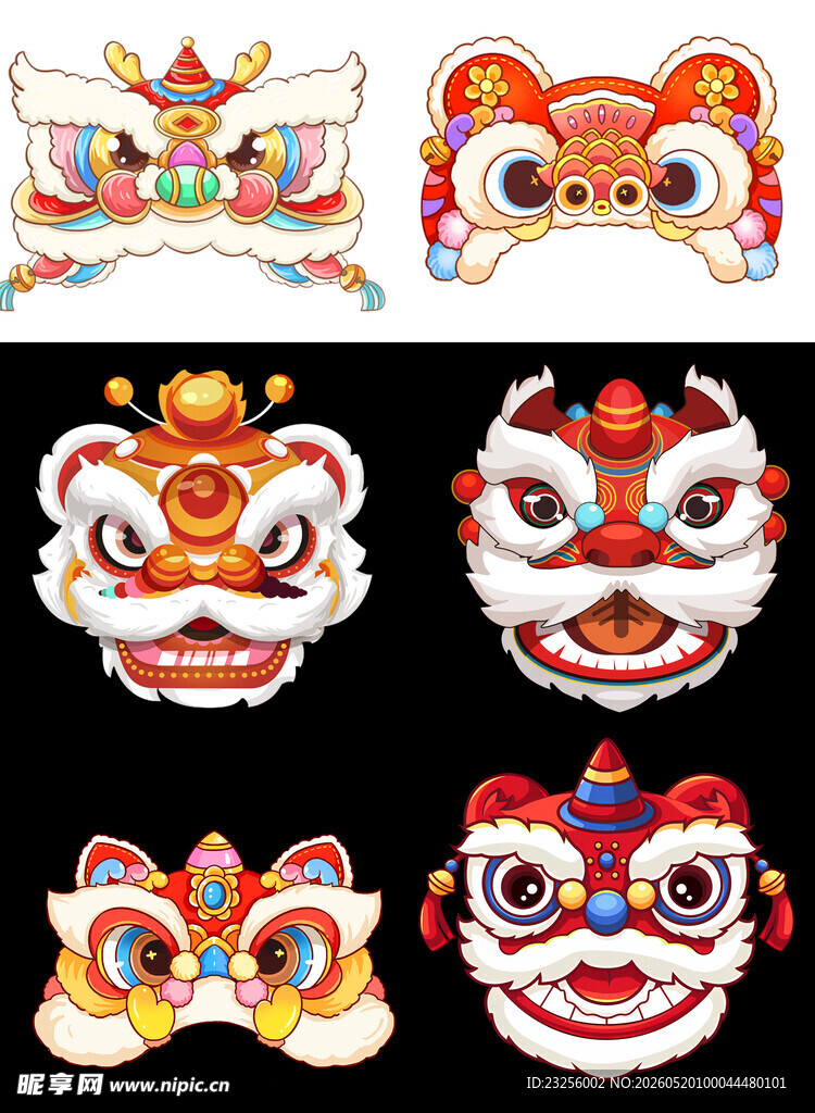 多样传统舞狮头套展示