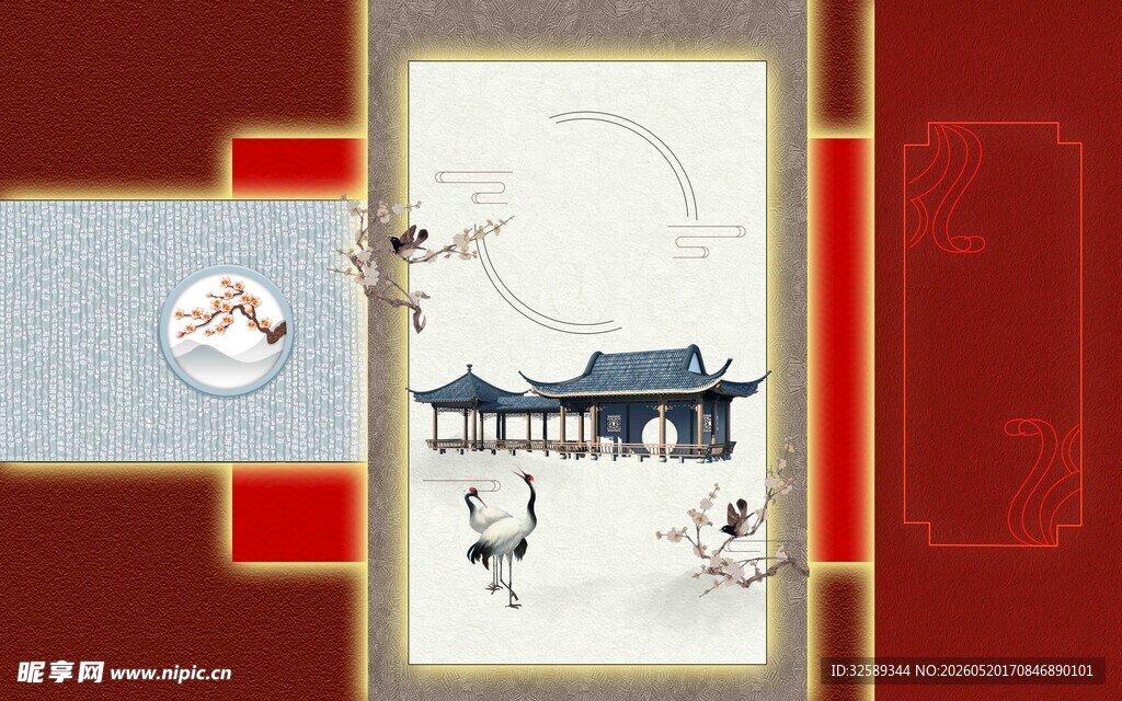 中式古风建筑插画