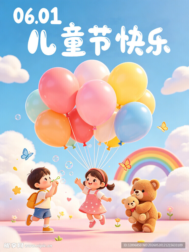 儿童节欢乐气球场景