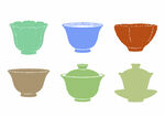 多彩中式茶具图案集合