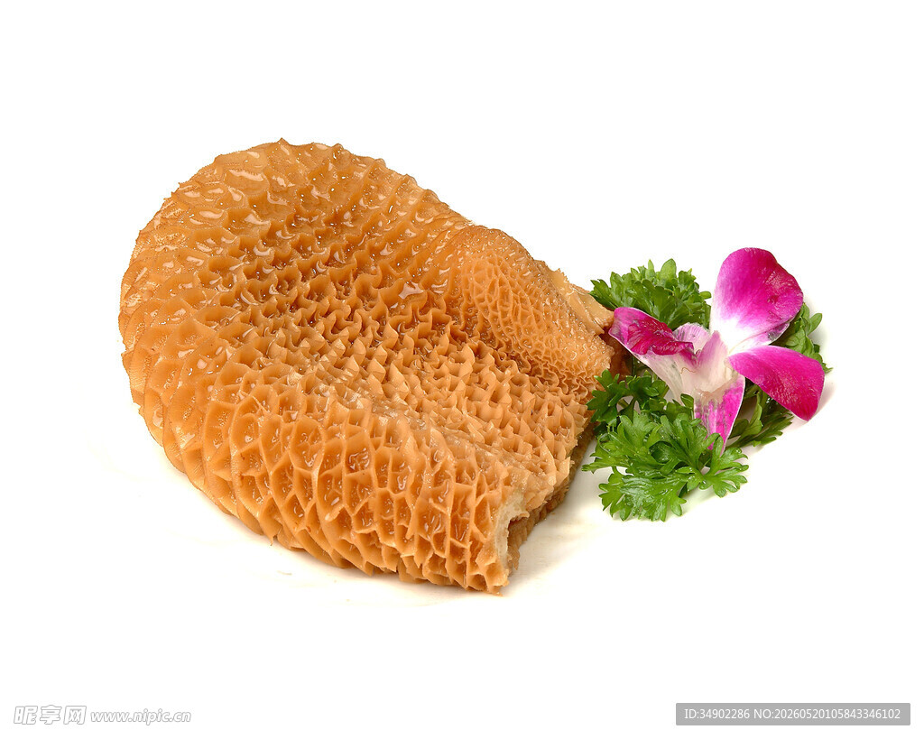 金钱肚配鲜花蔬菜摆盘