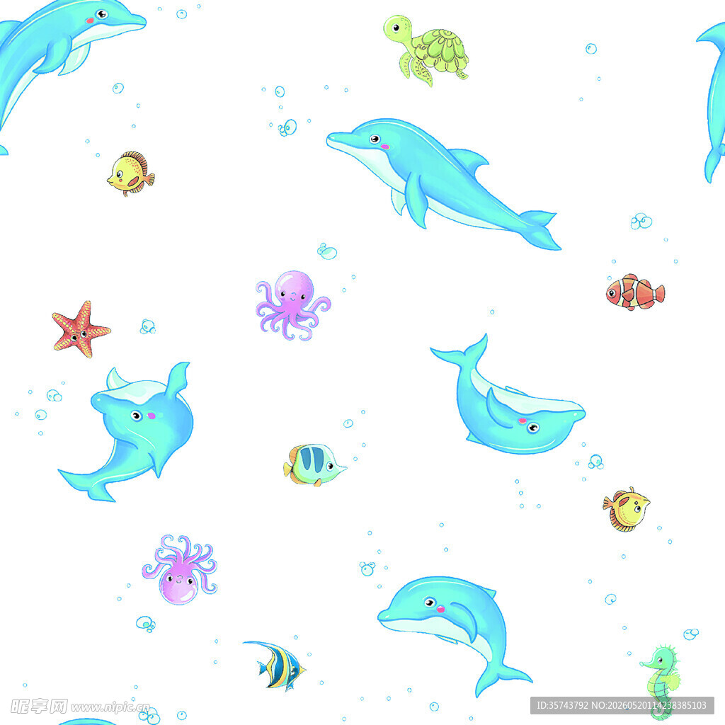 海洋生物无缝图案
