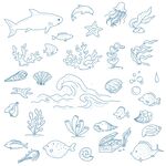 海洋线稿素材