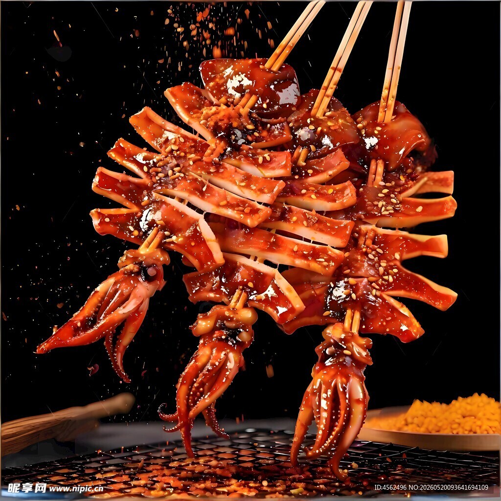 美味诱人的烤鱿鱼