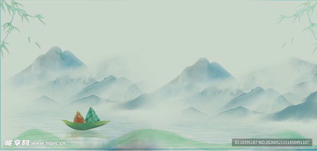 水墨山水间的孤舟美景