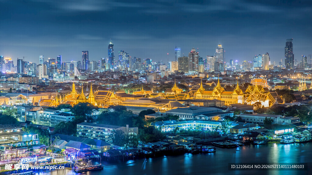 夜幕下的璀璨城市景观