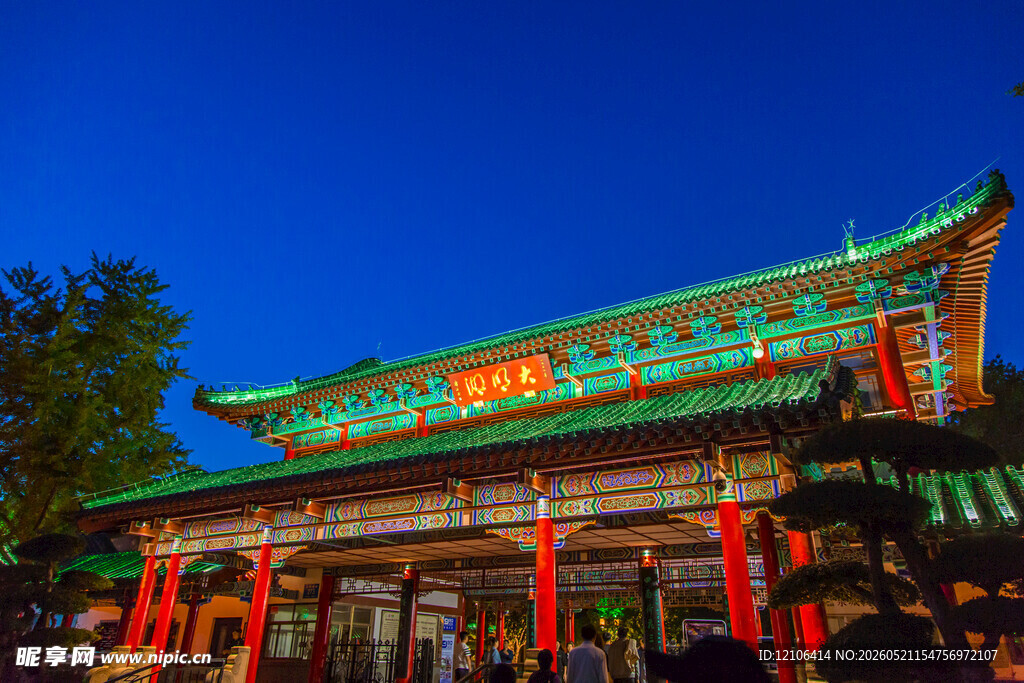 古建夜景绚丽中式楼阁
