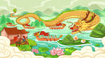 端午节赛龙舟场景插画
