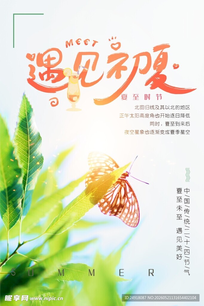 遇见初夏季海报背景图案模板设计