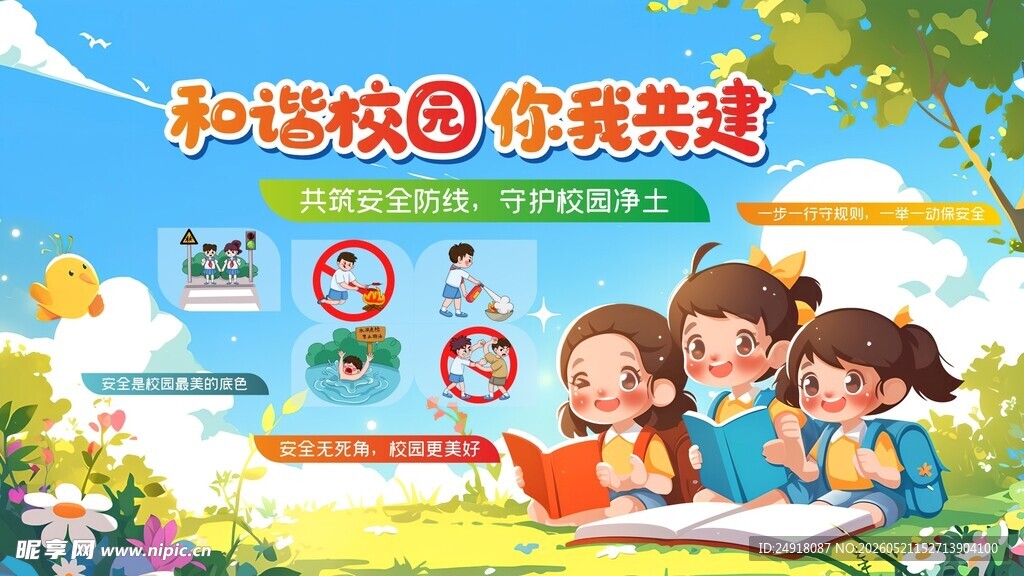 学校安全校园文化海报背景宣传