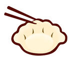 筷子夹起的美味饺子