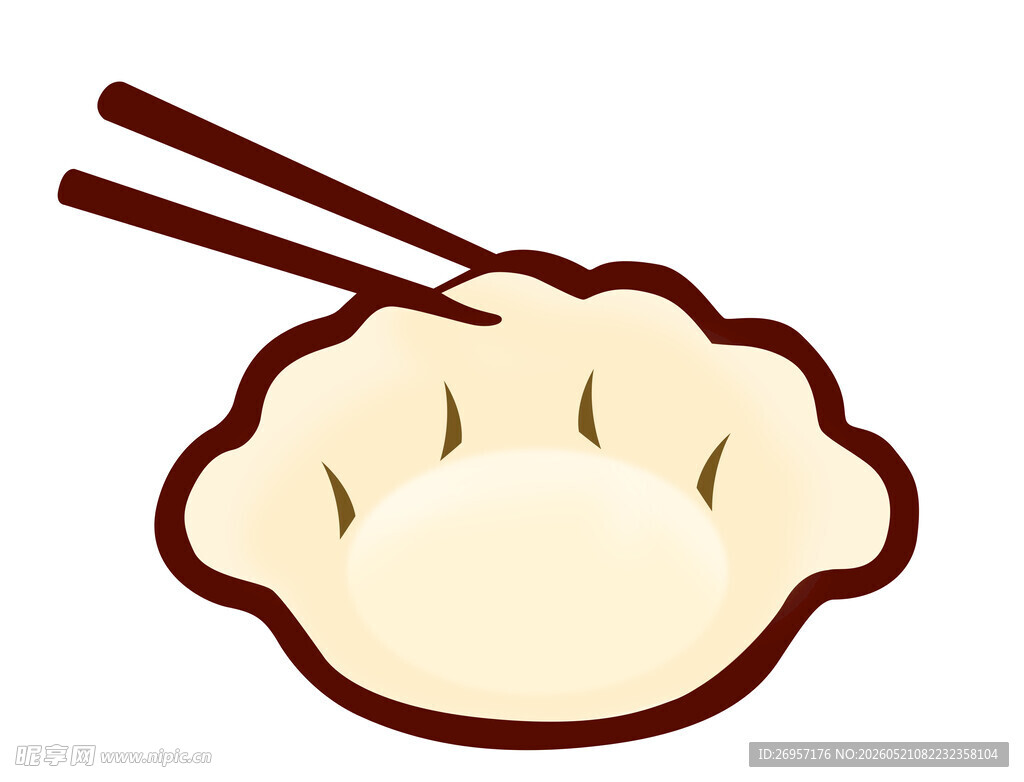筷子夹起的美味饺子