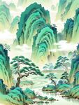 水墨山水间的诗意自然景观