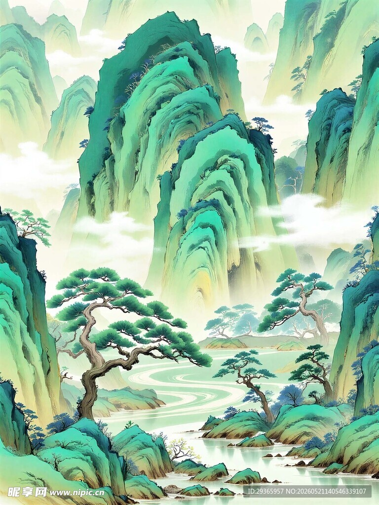 水墨山水间的诗意自然景观