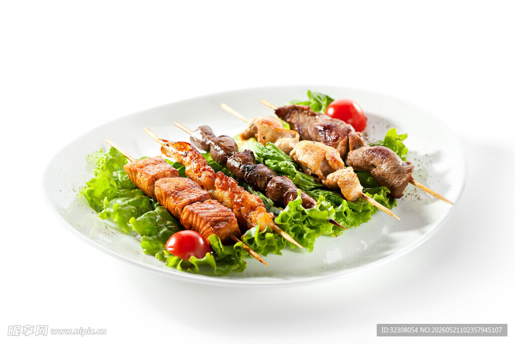 美味烤肉蔬菜串拼盘