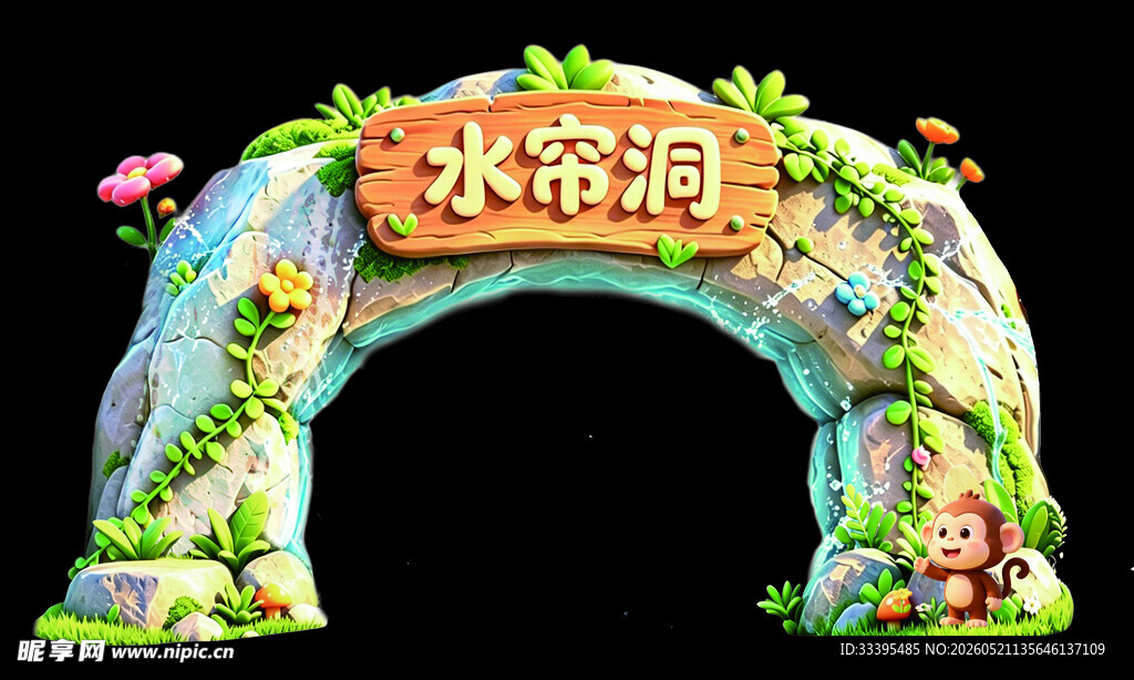 水帘洞卡通拱形门
