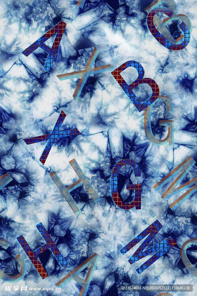 扎染 字母  图案 织物 纹理