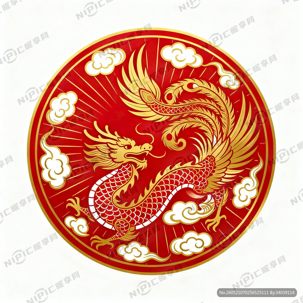 龙凤祥云圆型失量图