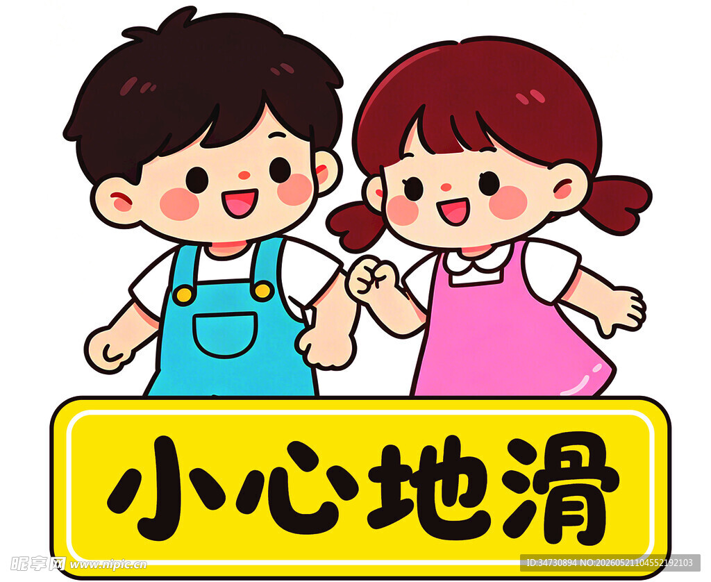 儿童提示牌 小心地滑
