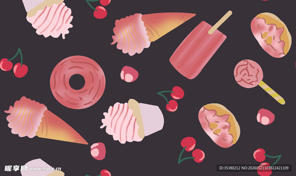 缤纷甜品插画