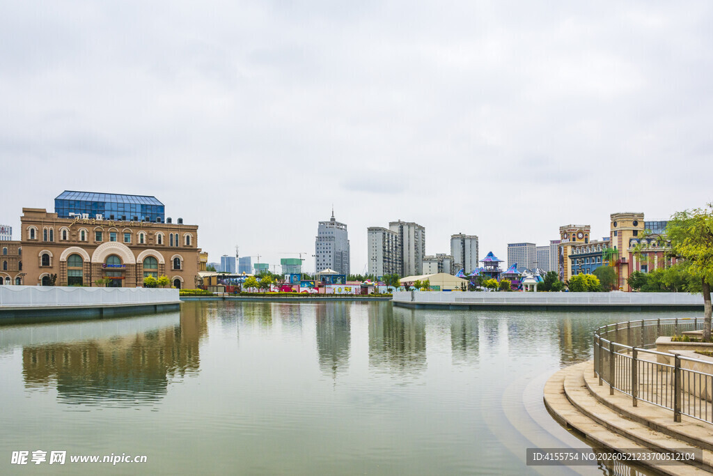 城市河畔风光美景