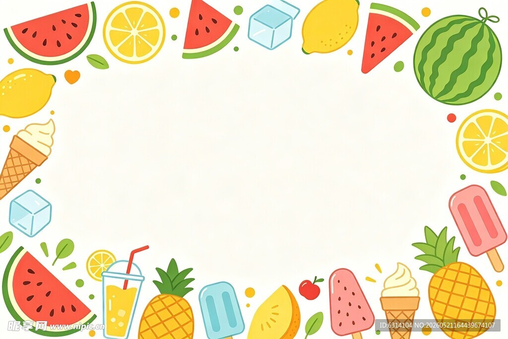 夏日缤纷水果边框图案