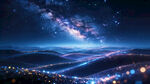 梦幻星空下的璀璨夜景