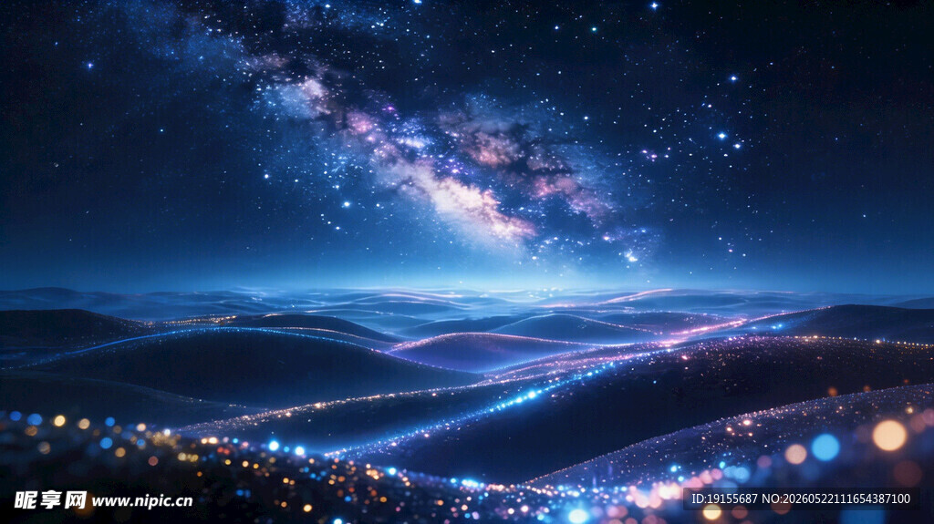 梦幻星空下的璀璨夜景