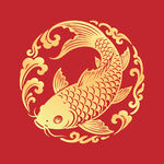 中式金鲤鱼吉祥图案