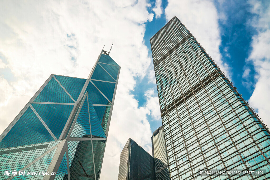 都市摩天大楼仰视景观