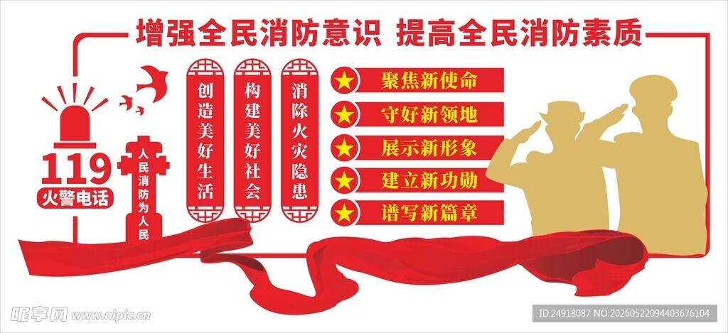 防火消防救援安全文化宣传背景墙