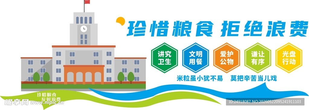 学校食堂文化墙珍惜粮食背景