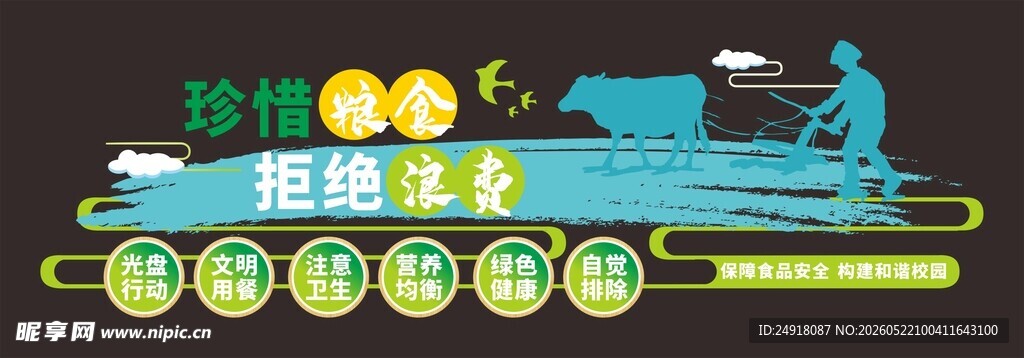 学校食堂文化墙珍惜粮食背景