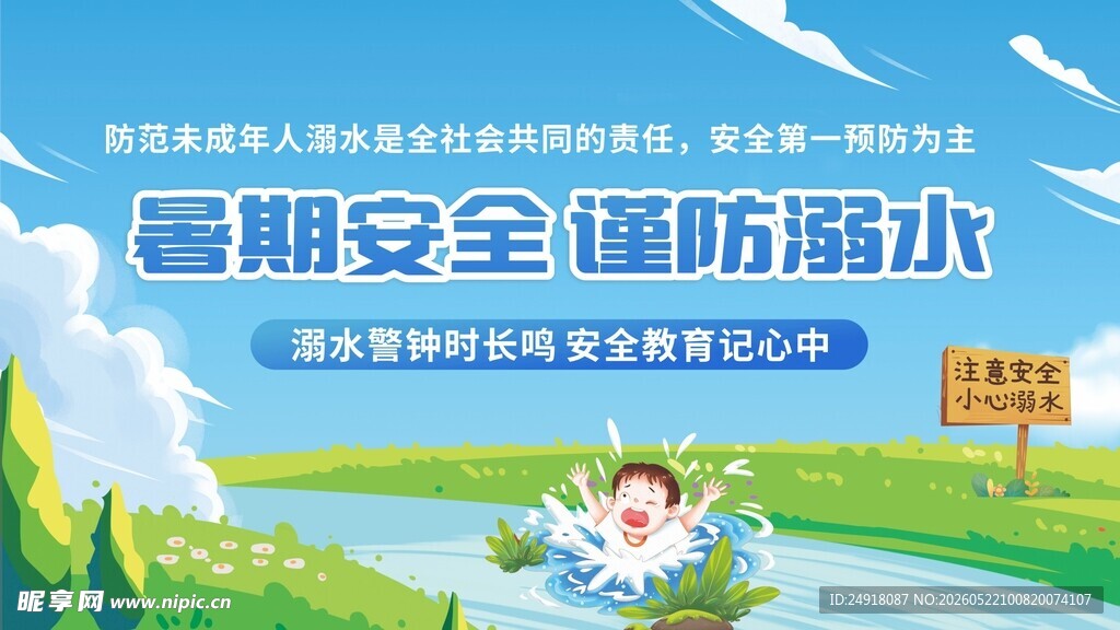 校园学校安全教育防溺水海报背景
