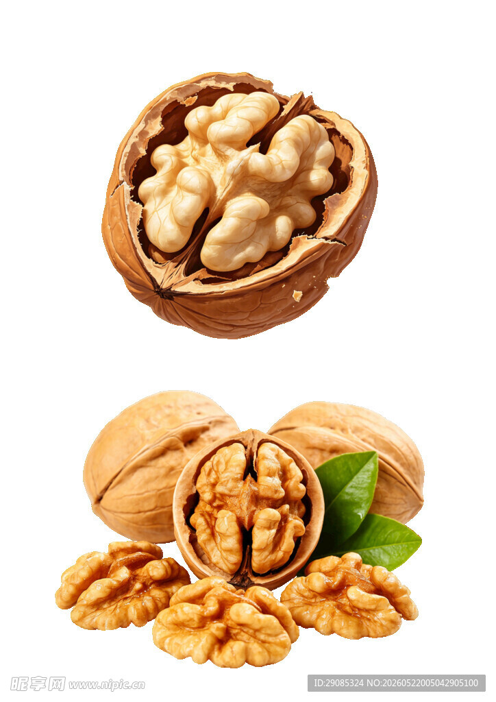 新鲜核桃饱满美味诱人