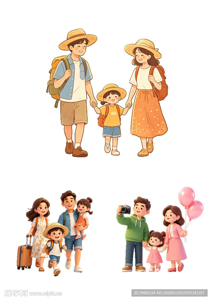 家庭温馨旅行瞬间