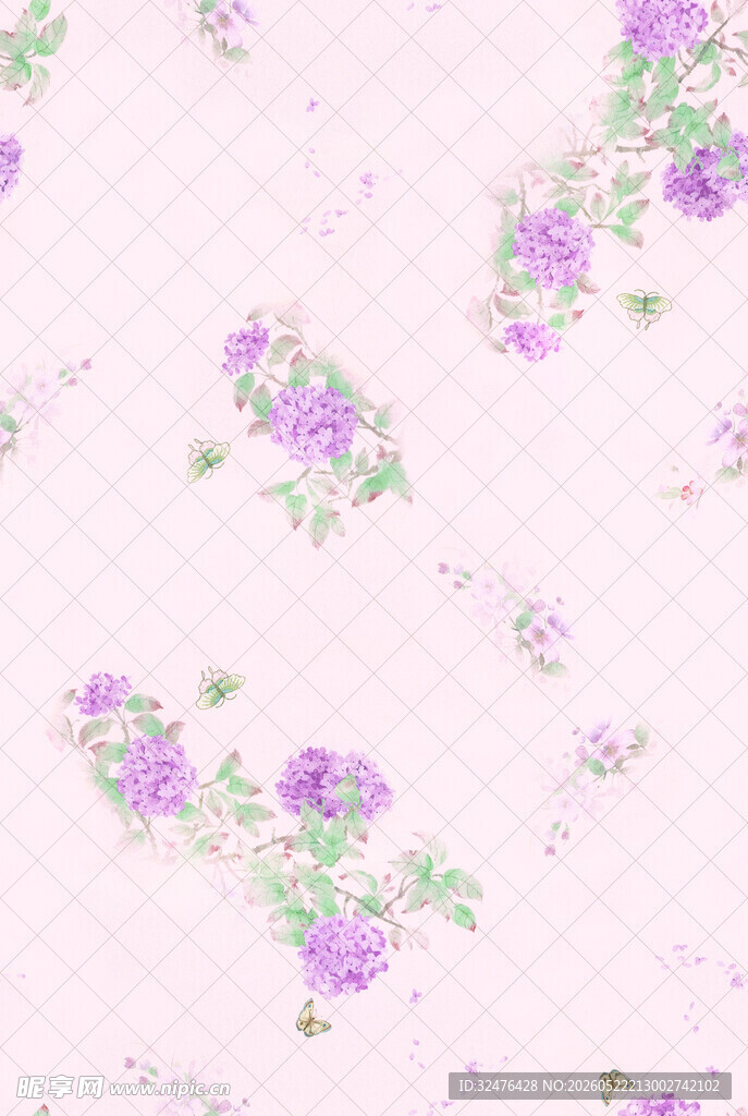 淡粉底紫色花卉图案背景