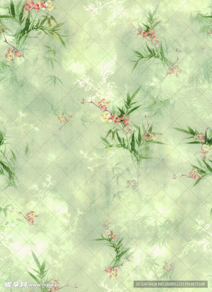 清新竹叶花卉纹理图案