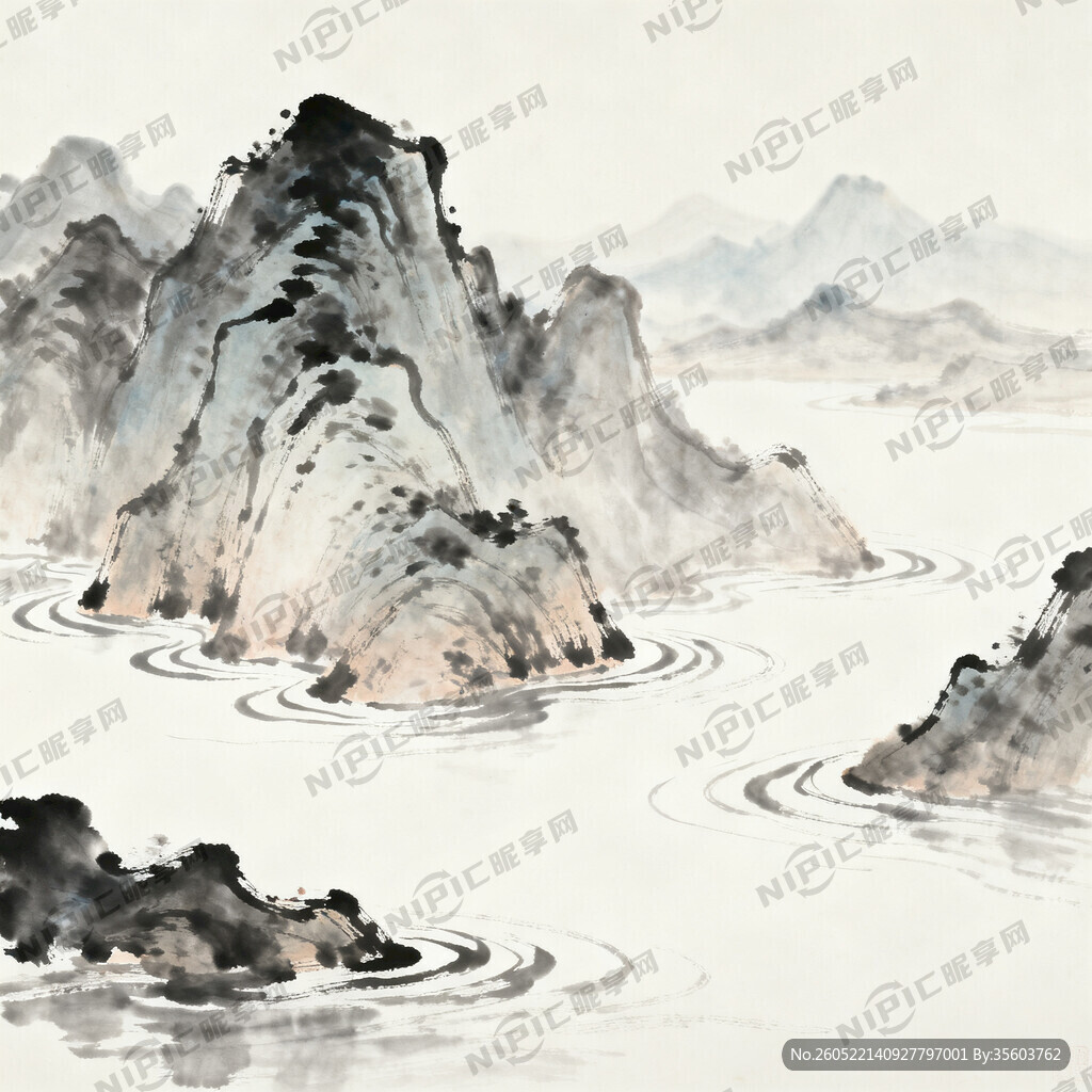 山谷 中国风 中国画 山水