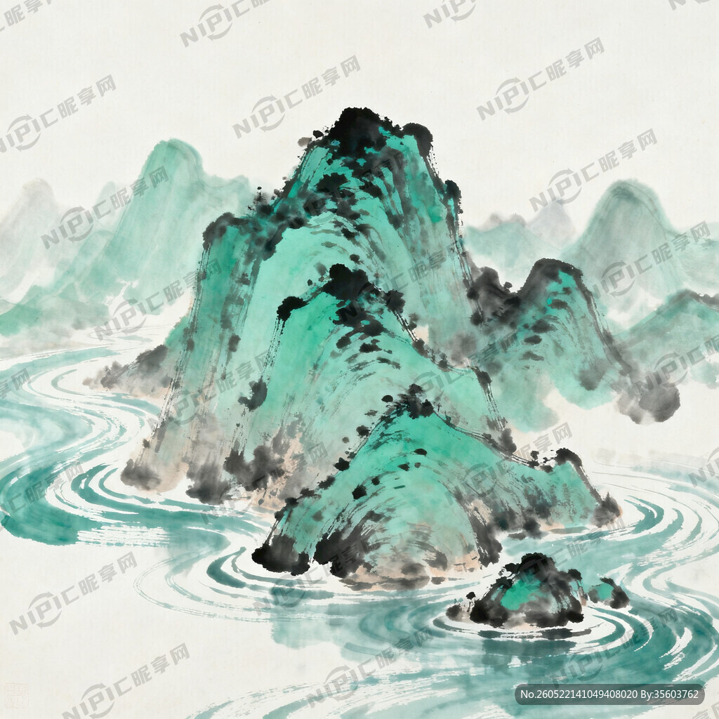 山谷 中国风 中国画 山水