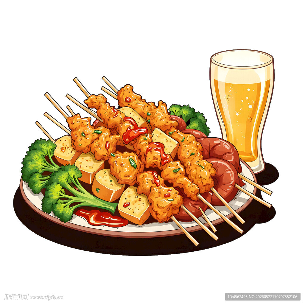 美味烤串配啤酒