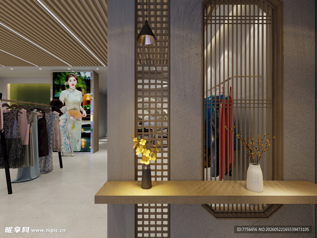 时尚服装店精致陈列一角