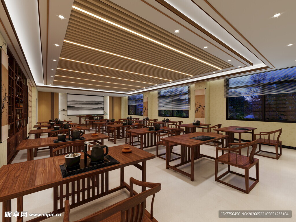 中式典雅餐厅室内景致
